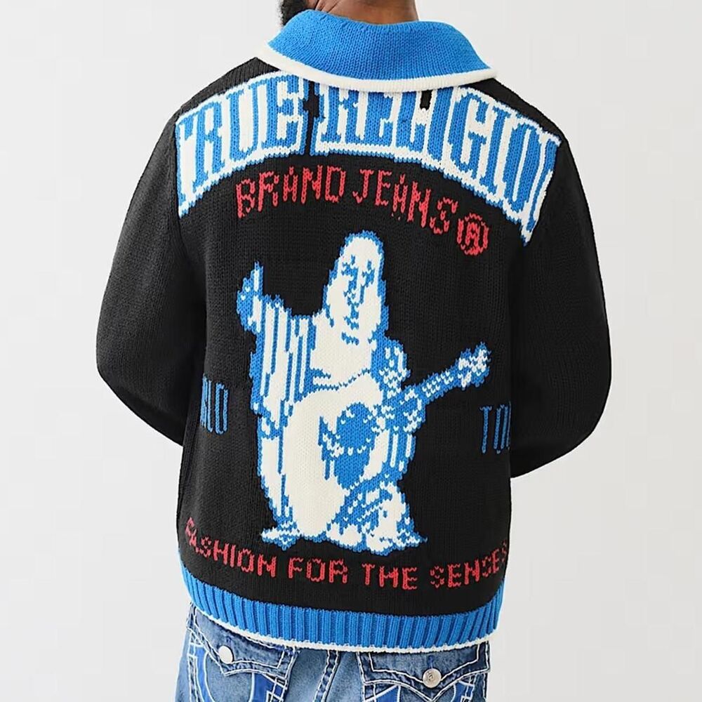NWT True Religion Chunky Knit Zip Cardigan M